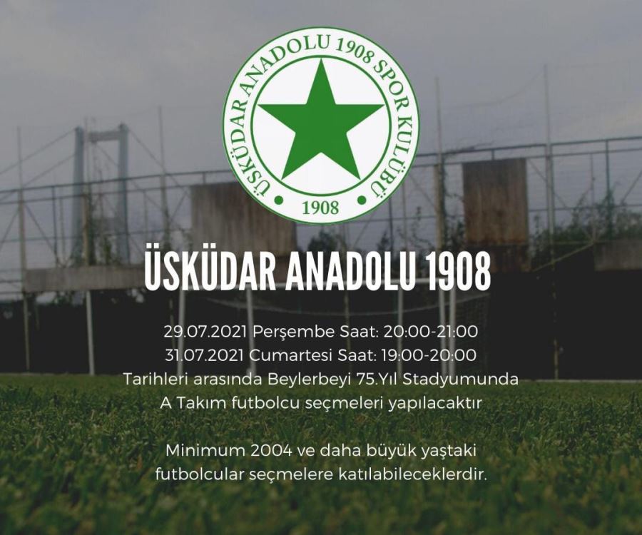 Üsküdar Anadolu 1908 futbolcu arıyor