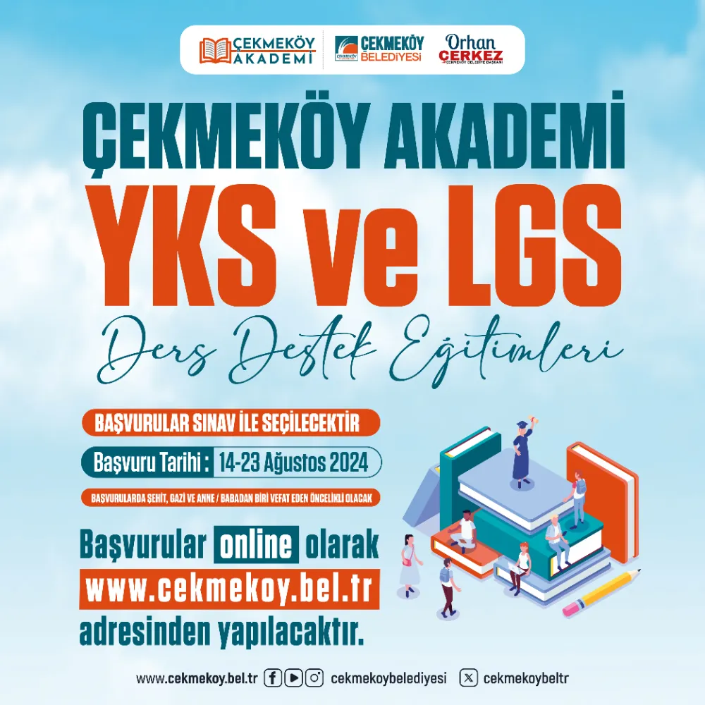 ÖĞRENCİLERE BÜYÜK DESTEK: ÇEKMEKÖY AKADEMİ YKS VE LGS DERS DESTEK EĞİTİMLERİ BAŞVURULAR BAŞLADI