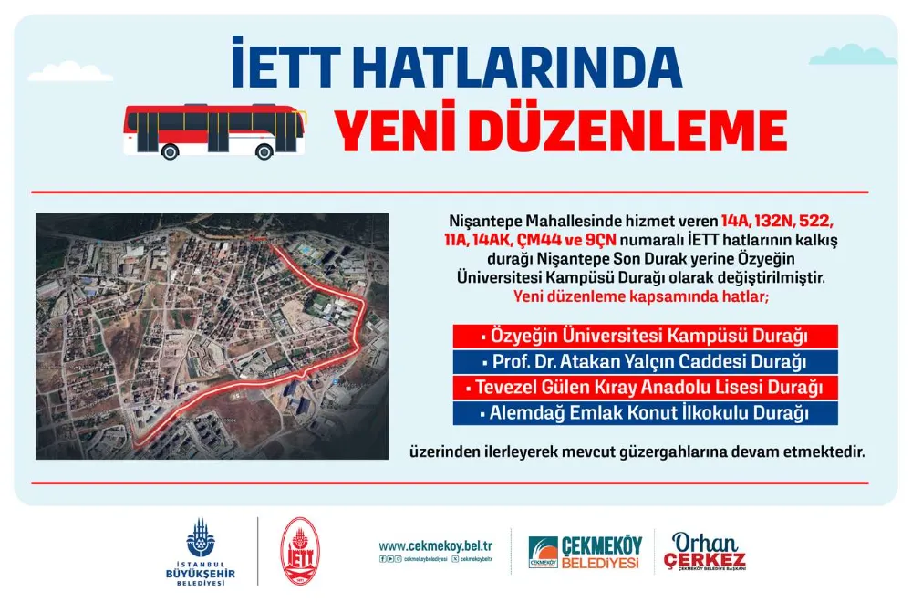 NİŞANTEPE’DE 7 İETT HATTININ KALKIŞ NOKTASI DEĞİŞTİ